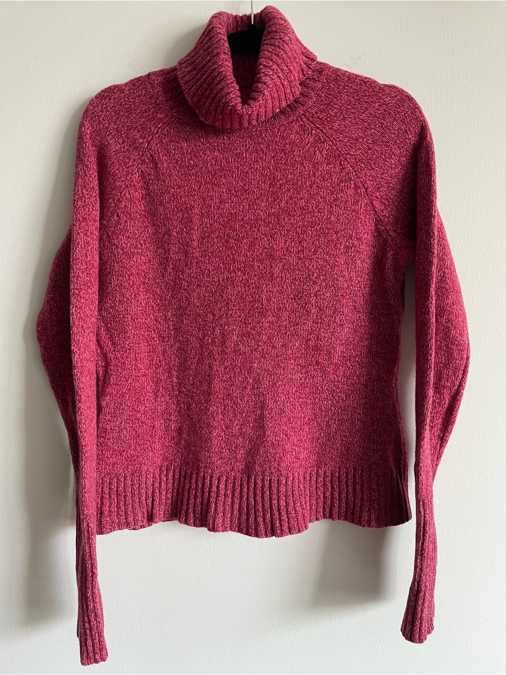 Ann Taylor extrafine merino wool turtleneck sweater berry heather classic L